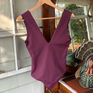 NWT Free People “Keep It Sleek” Intimately Bodysuit Purple Eggplant Color